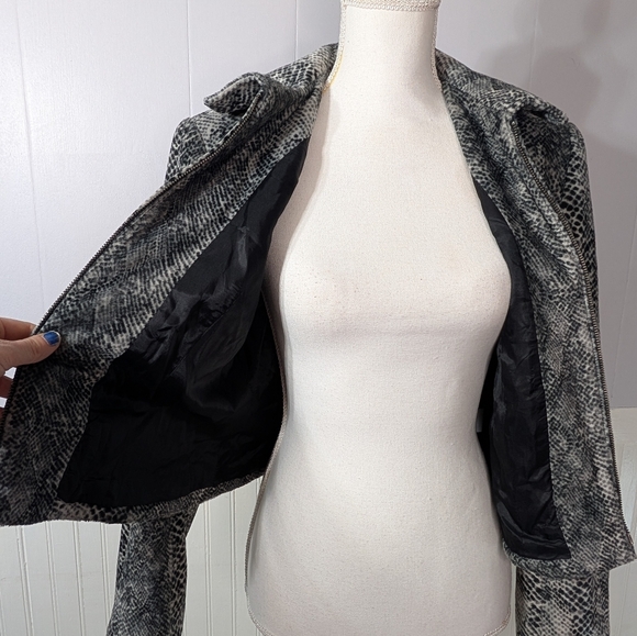 Vintage Taiga Paris Snake Print Zip Front Blazer Jacket Women’s Gray Black - Picture 8 of 12